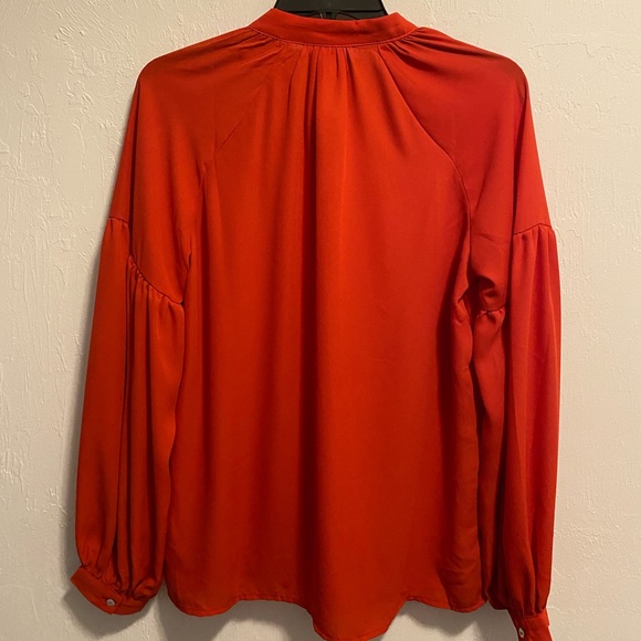 NY Collection Red Long Sleeved Blouse - Picture 2 of 2